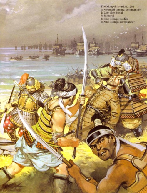 Монгольское вторжение (ч.2) (1182 г.): 2 - простой воин; 3 - самурай; 4 - монгольский солдат; 5 - монгольский офицер.