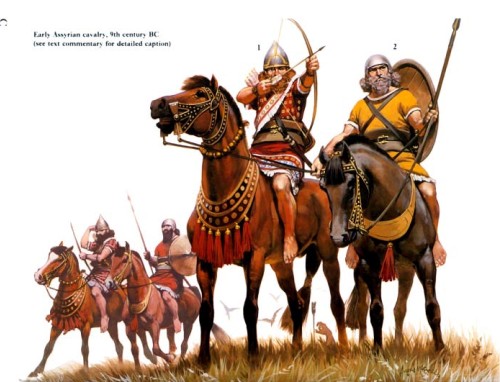 Осада города (царствование Ашурнасирпала, IX в. до н.э.): 1 - Ашурнасирпал; 2 - царские щитоносцы; 3 - член царской семьи.